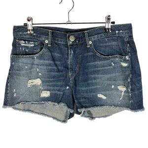 3X1 NYC Dark Blue Distressed Denim Cut Off Shorts 29